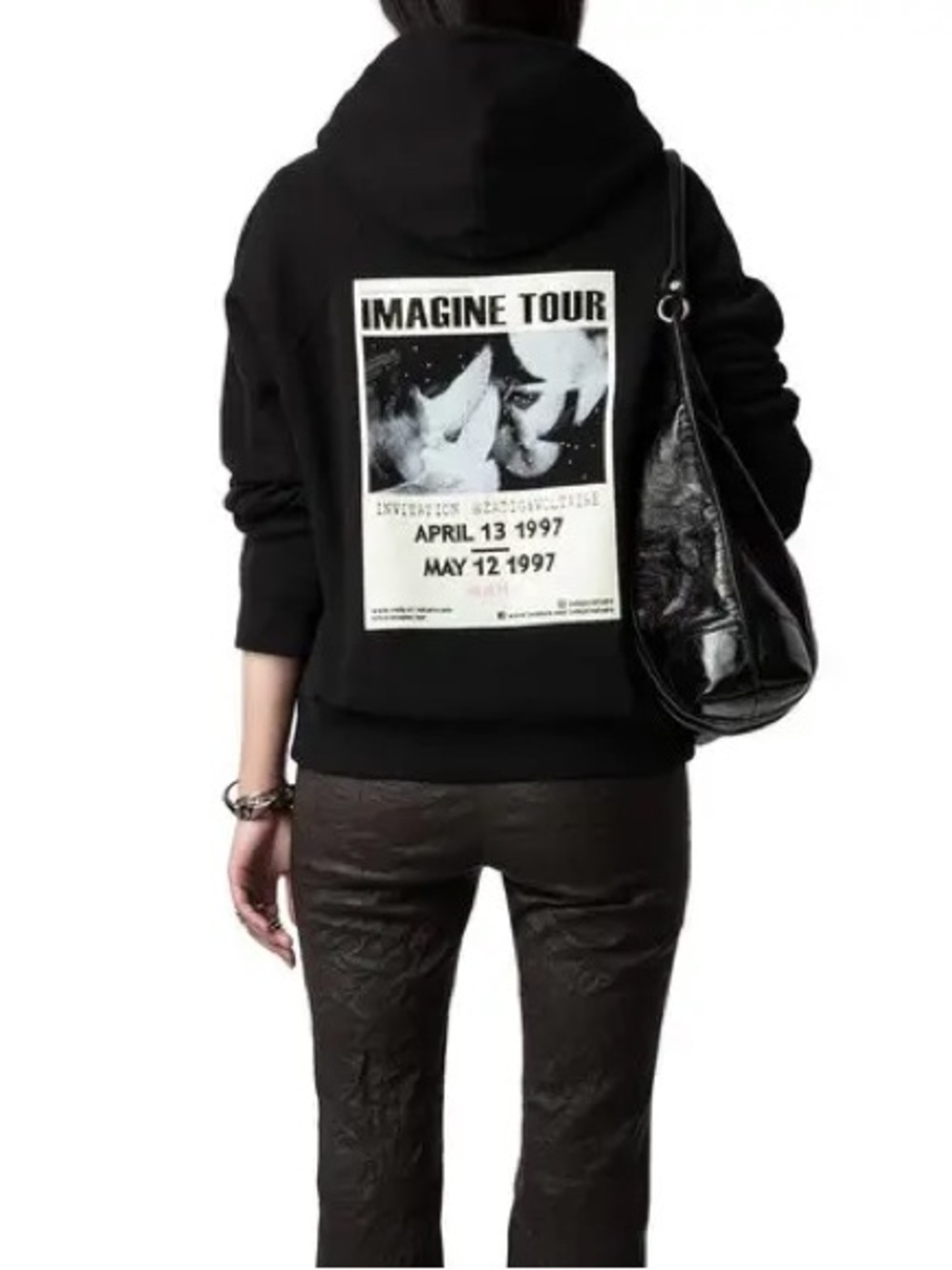 Zadig & Voltaire Georgy Imagine Concert Tour Hoodie Beaded Noir Black Size Large